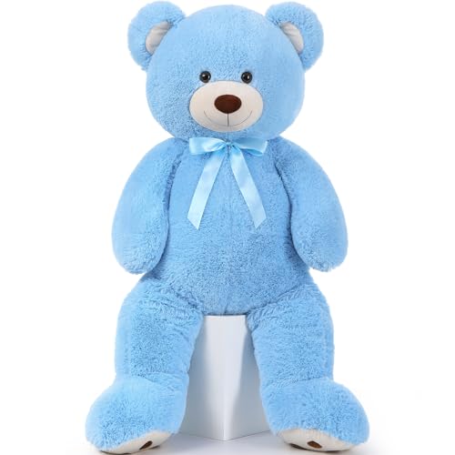 MorisMos 47inch Giant Teddy Bear Stuffed Animal 4ft Big Teddy Bear Plush for Baby Shower Life Size Stuffed Bear Gifts for Kids Girls Girlfriend Women on Valentine Christmas BirthdayBlue - Image 1