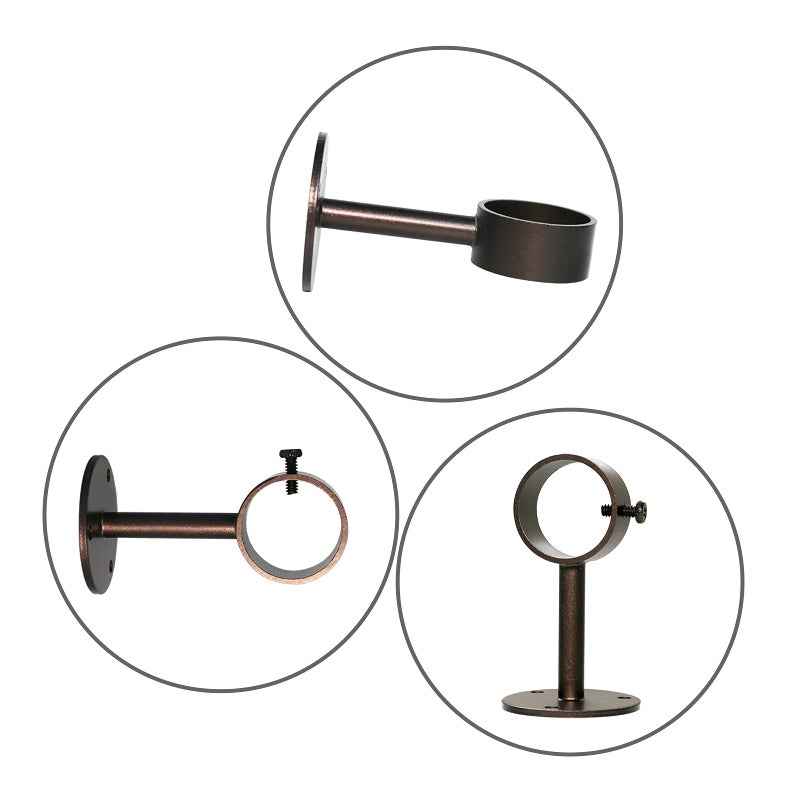 IHRDNNR Curtain Rod Brackets Heavy Duty Ceiling-Mount Drapery Hardware Holders Fit Rods up to 1 or 1.25 Inch Rods, Set of 3 (Bronze) - Image 3