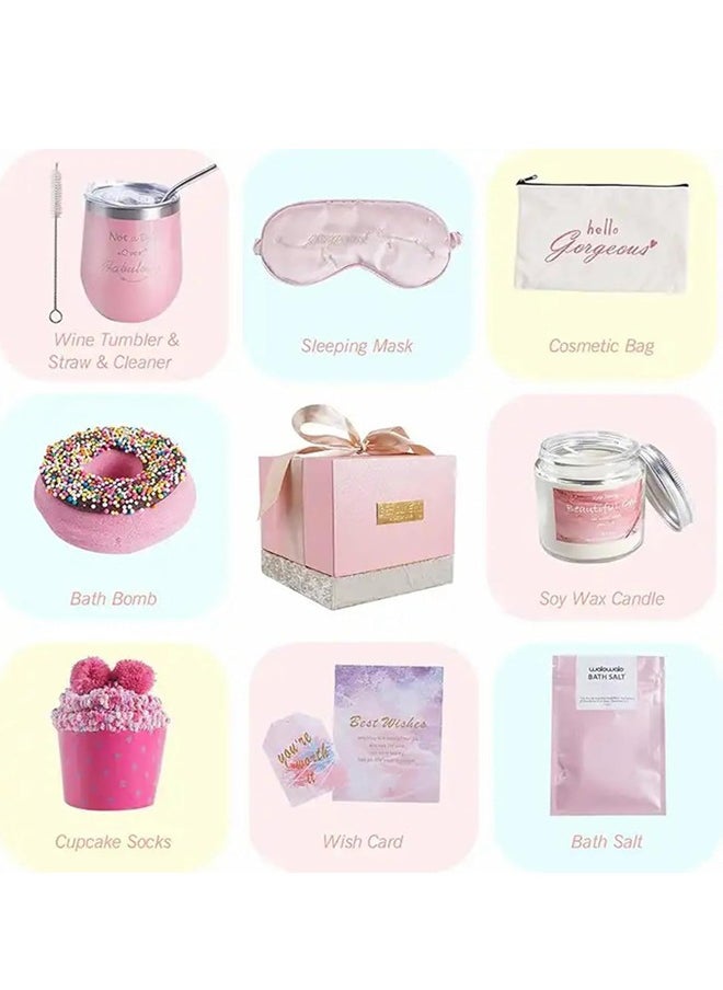 Beauenty - 11 Pieces Scented Candles And Bath Bombs Set, Pink-Style 2 - Image 1
