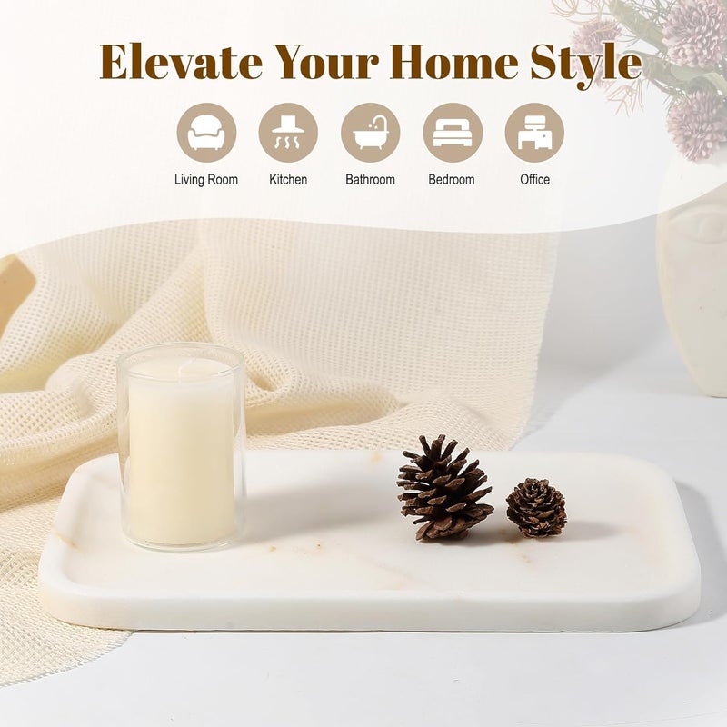 Koville Marble Tray, 12"x8" Marble Vanity Tray for Bathroom Kitchen Countertop, Rectangular Stone Tray for Cosmetics Perfume Trinket, Decorative Catchall Trays (Golden Calacatta) - Image 4