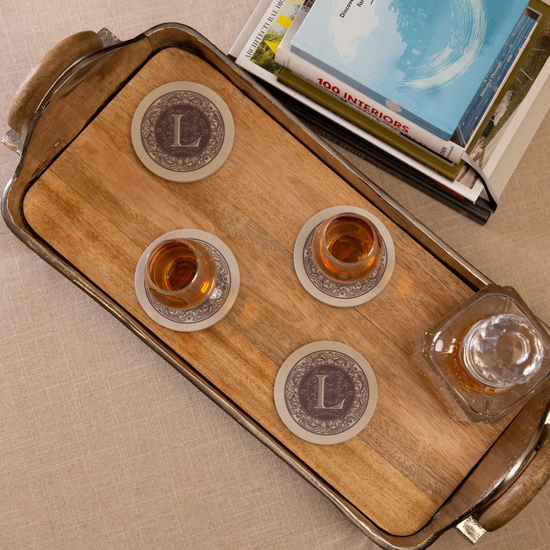 ثيريستي ستون Strstystone 4 عبوات حرف Monogram Letter L Sandstone Coasters المصنعة في الولايات المتحدة الأمريكية المصممة المسماة بسهولة تنظيف - Image 4