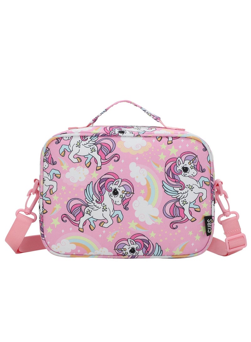 CUBS Unicorn & Rainbows Print Waterproof lunch bag with removable shoulder strap carrying your favorite meals to school, work or while traveling - Image 3