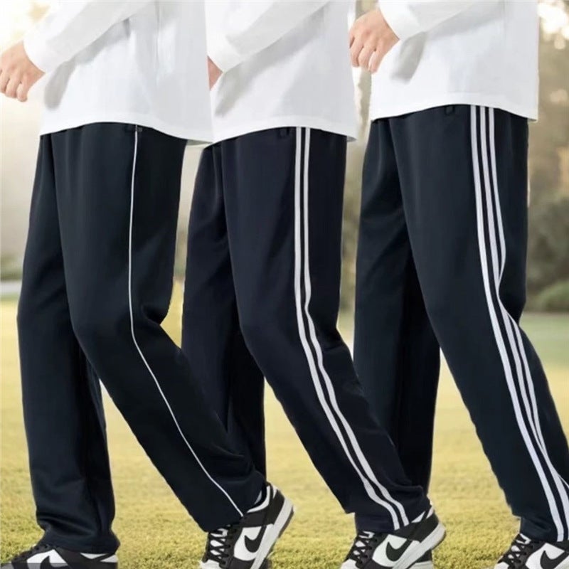 Navy Blue School Uniform Pants For Boys And Girls, Middle And High School Students, Elementary School Children, Straight-Leg, One, Three, White Stripes, Two Stripes - Image 3