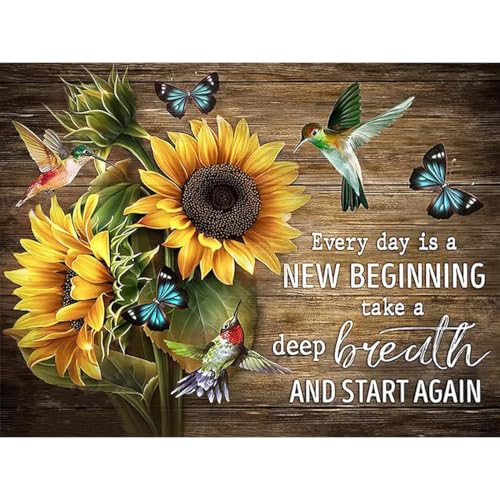 Tiwabb Stamped Cross Stitch Kits for Adults - Sunflower Inspirational Embroidery Kits for Beginners Adults,11 CT Patterns Dimensions Counted Cross Stitch Kits Arts Craft 12x16 inch - Image 1