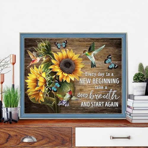 Tiwabb Stamped Cross Stitch Kits for Adults - Sunflower Inspirational Embroidery Kits for Beginners Adults,11 CT Patterns Dimensions Counted Cross Stitch Kits Arts Craft 12x16 inch - Image 2