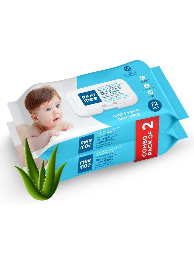 Mee Mee Gentle Hand and Mouth Baby Wipes (72 pcs/Pack) (Pack of 2)