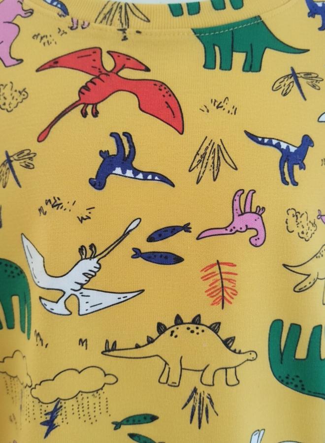 Anthrilo Kids Yellow Dinosaur Print Cotton T-Shirt and Shorts Set - Image 4