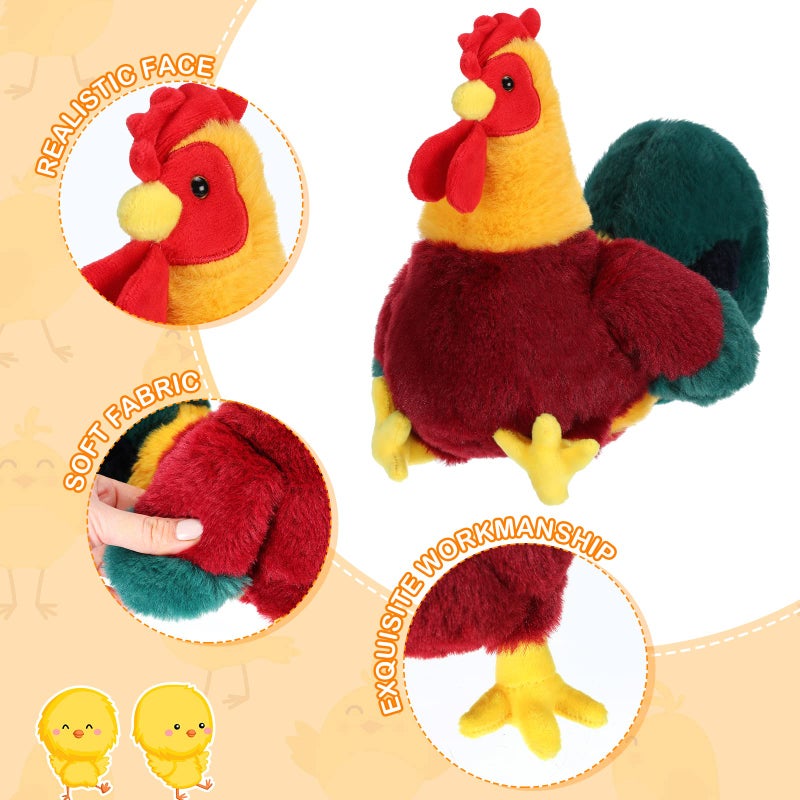 Skylety 3 Pcs Stuffed Chicken Plush Toys Gifts Set Chicken Stuffed Animal Toy Cute Cocky Rooster Plush Little Baby Chick Toys for Baby Shower Party Favor Birthday Supplies - Image 3