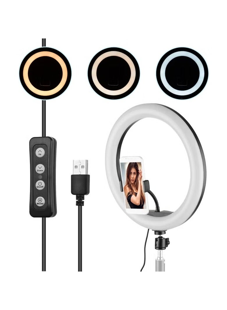 13 Inch LED Ring Light 10W 2700-5500K Color Temperature with Ballhead Cell Phone Holder Multicolor  - Image 1