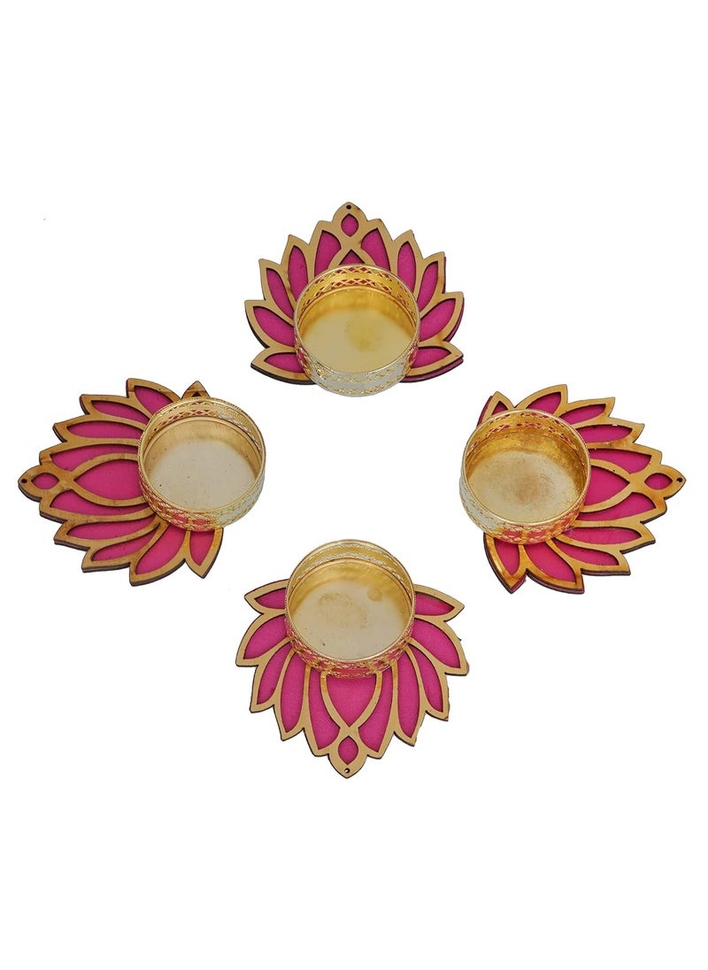 Webelkart Webelkart Set of 4 Lotus Shape Tealight Candle Holder for Home and Office Decor | tealight Candle Holder for Diwali and Christmas Decorations | Diwali Candles for Decorations| (Pack of 4, 3 Inches)  - Image 3