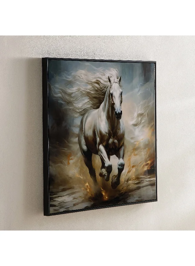 Home Box Fossel Running Horse Framed Canvas with ABS High Gloss Surface - 60x60x3 cm