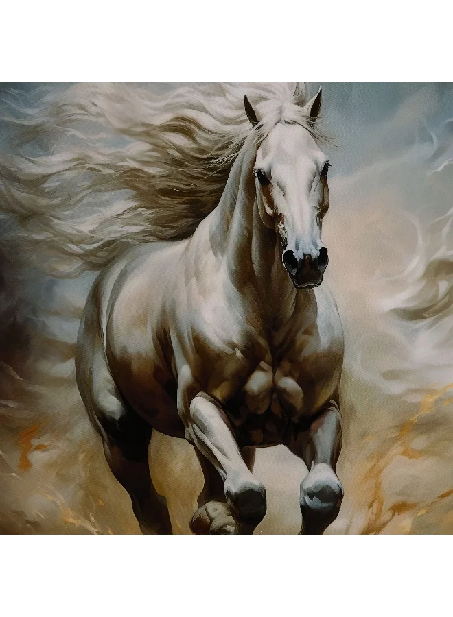 Home Box Fossel Running Horse Framed Canvas with ABS High Gloss Surface - 60x60x3 cm