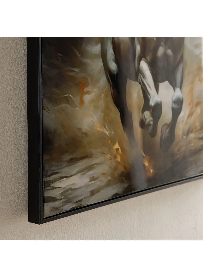 Home Box Fossel Running Horse Framed Canvas with ABS High Gloss Surface - 60x60x3 cm
