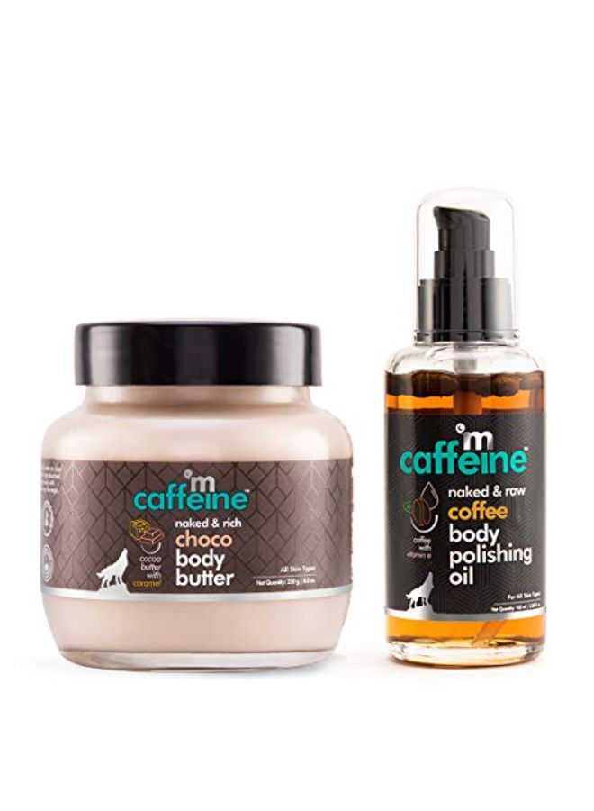 MCaffeine Coffeechoco Intense Moisturization Set ; Pre & Post Shower ; Body Oil Body Butter ; Reduces Stretch Marks ; Paraben & Mineral Oil Free - Image 1