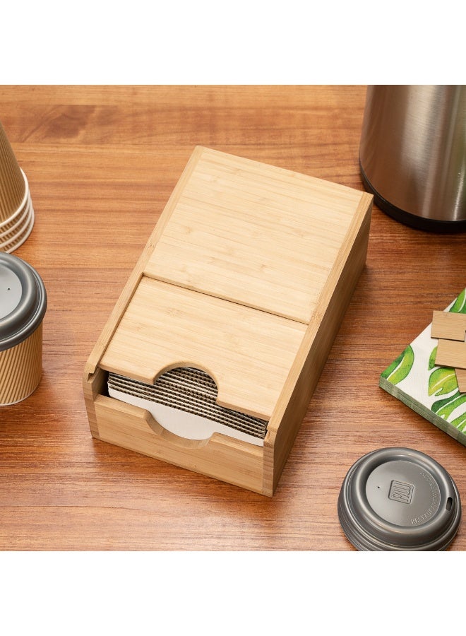 Restaurantware Restpresso 9 1/2 x 6 x 3.75 Inch Coffee Cup Sleeve Dispenser, 1 Compact Coffee Sleeve Holder - Spring-Loaded Design, For Homes or Restaurants, Natural Bamboo Coffee Sleeve Organizer - Image 5