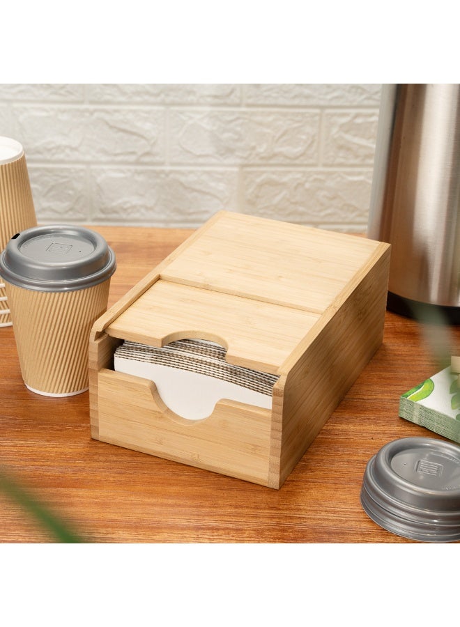 Restaurantware Restpresso 9 1/2 x 6 x 3.75 Inch Coffee Cup Sleeve Dispenser, 1 Compact Coffee Sleeve Holder - Spring-Loaded Design, For Homes or Restaurants, Natural Bamboo Coffee Sleeve Organizer - Image 4