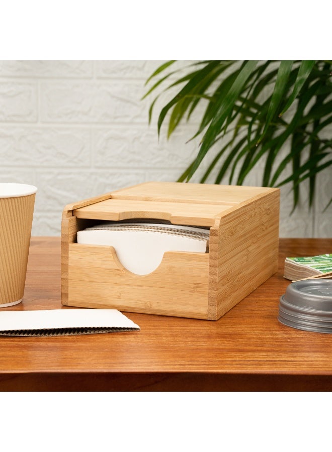 Restaurantware Restpresso 9 1/2 x 6 x 3.75 Inch Coffee Cup Sleeve Dispenser, 1 Compact Coffee Sleeve Holder - Spring-Loaded Design, For Homes or Restaurants, Natural Bamboo Coffee Sleeve Organizer - Image 3