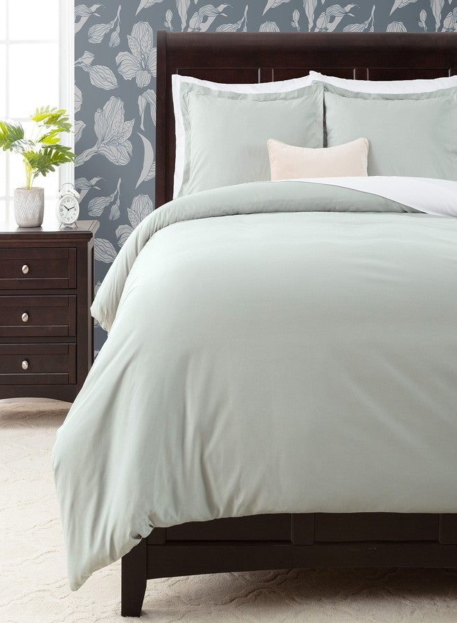 Chanasya Premium Solid Duvet Cover Set - Duvet Cover (90” x 90”) & 2 Pillow Shams (20” x 26”) - 3-Piece Set - Sage, Queen Size - Image 1