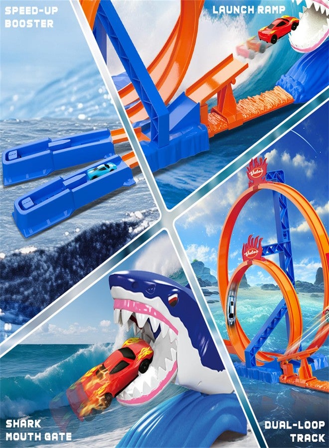 VATOS Shark Toys Car Track Set, Dual Loop Race Track Toy for Boys, Shark Car Racing Tracks with 2 Race Cars & Launchers, Jumping Raceway Playset Kids Toys Gift for Boys Girls 3 4 5 6 7 8 Year Old - Image 5