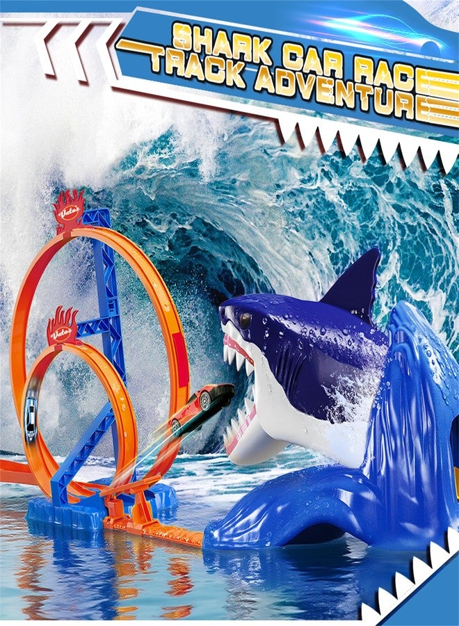 VATOS Shark Toys Car Track Set, Dual Loop Race Track Toy for Boys, Shark Car Racing Tracks with 2 Race Cars & Launchers, Jumping Raceway Playset Kids Toys Gift for Boys Girls 3 4 5 6 7 8 Year Old - Image 2