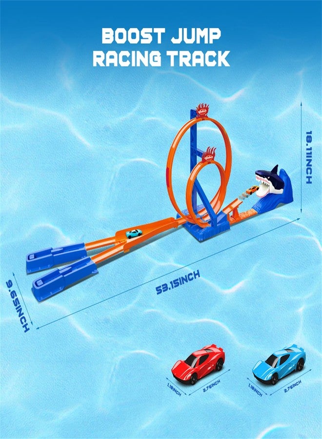 VATOS Shark Toys Car Track Set, Dual Loop Race Track Toy for Boys, Shark Car Racing Tracks with 2 Race Cars & Launchers, Jumping Raceway Playset Kids Toys Gift for Boys Girls 3 4 5 6 7 8 Year Old - Image 4