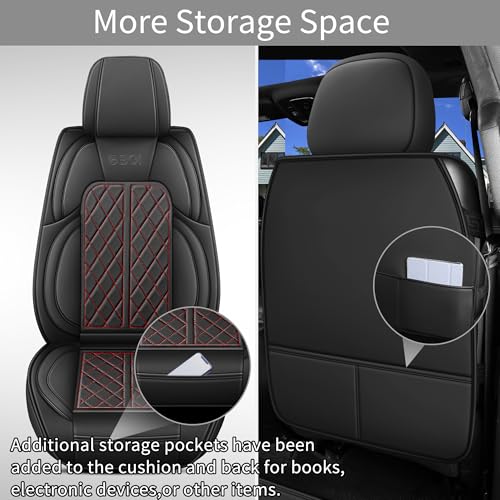 DuDuWang Car Seat Cover Custom Fit for Ford F150 2009-2026 Faux Leather Seat Cover Set Compatible with Regular Cab Super Cab Super Crew Pickup Truck Cushions (Black Redline, Full Set) - Image 5