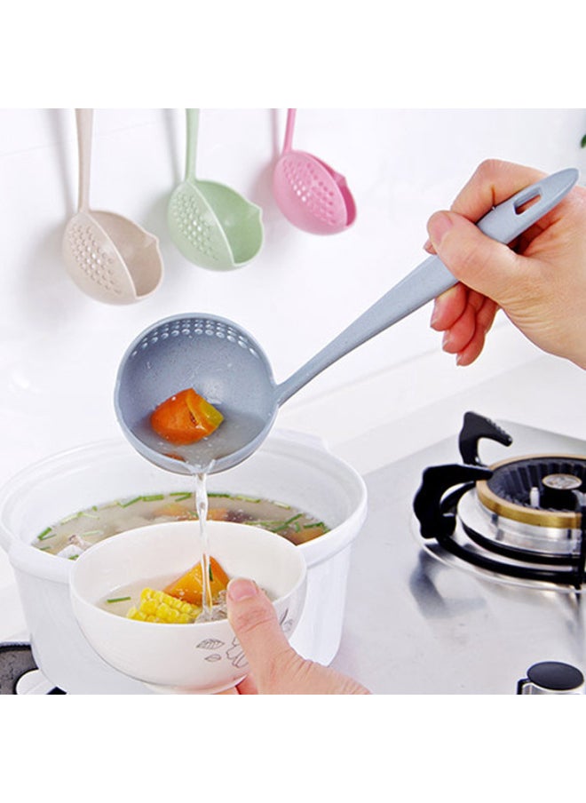 Generic - Wheat Straw Two-in-one Colander Porridge Spoon Long Handle Kitchen Tableware Dual-use Hot Pot Colander Filter Spoon-Color:Nordic Blue-Specifications:Two-in-one Hot Pot Spoon (naked) - Image 1