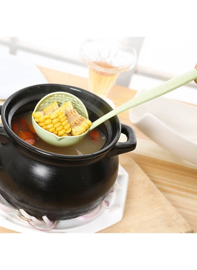 Generic - Wheat Straw Two-in-one Colander Porridge Spoon Long Handle Kitchen Tableware Dual-use Hot Pot Colander Filter Spoon-Color:Nordic Blue-Specifications:Two-in-one Hot Pot Spoon (naked) - Image 1