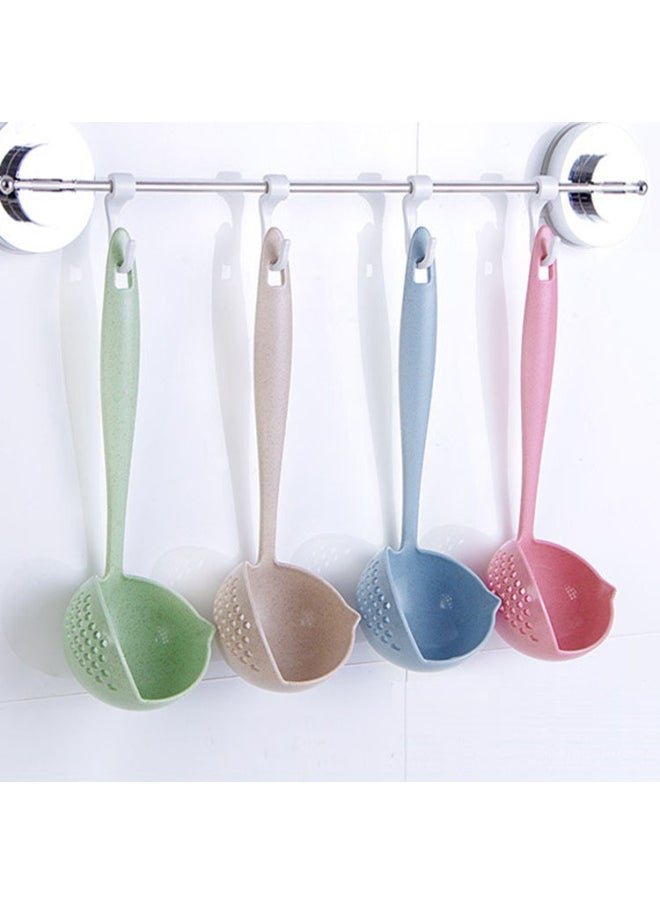Generic - Wheat Straw Two-in-one Colander Porridge Spoon Long Handle Kitchen Tableware Dual-use Hot Pot Colander Filter Spoon-Color:Nordic Blue-Specifications:Two-in-one Hot Pot Spoon (naked) - Image 1