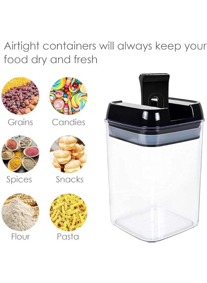 HOOKOR Airtight Food Storage Containers, 7 Pack BPA Free Plastic Cereal Containers with Easy Lock Lids, for Kitchen Pantry Organization and Storage, Include 24 Labels and Marker (Black)  - Image 4