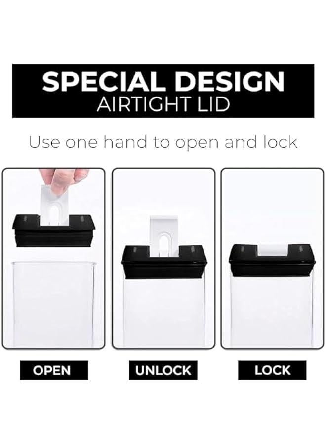 HOOKOR Airtight Food Storage Containers, 7 Pack BPA Free Plastic Cereal Containers with Easy Lock Lids, for Kitchen Pantry Organization and Storage, Include 24 Labels and Marker (Black)  - Image 5