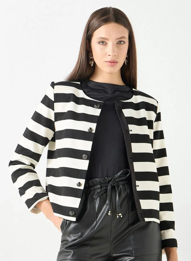 ايكونيك كارديجان مخطط بأكمام طويلة وأزرار إغلاق من آيكونيك