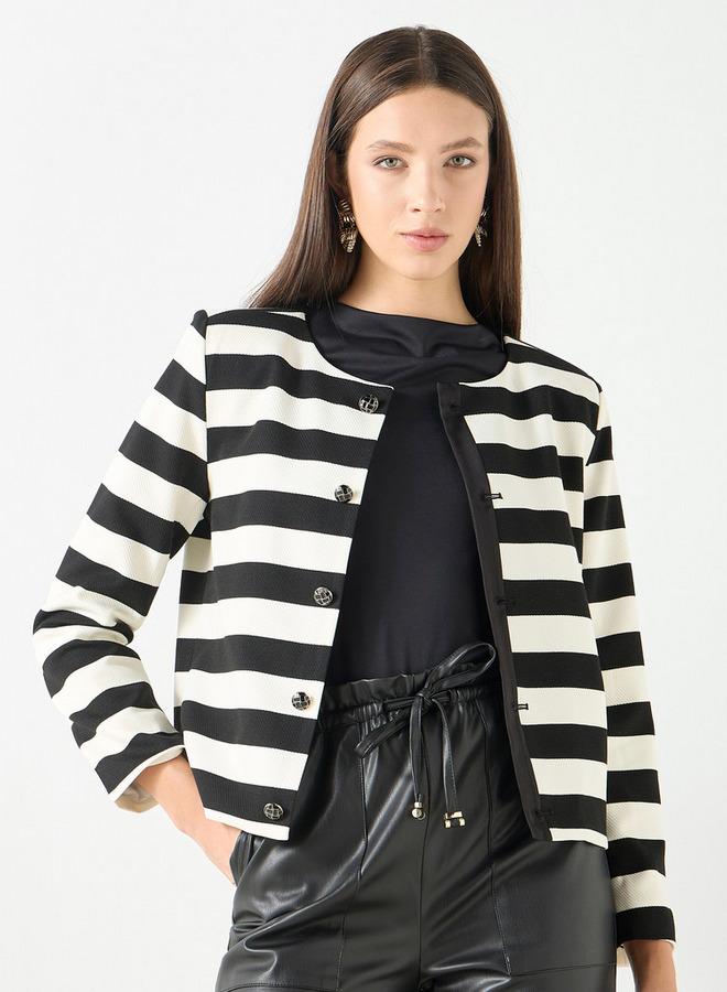 ايكونيك كارديجان مخطط بأكمام طويلة وأزرار إغلاق من آيكونيك - Image 1