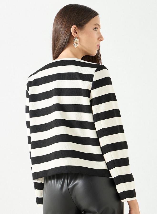 ايكونيك كارديجان مخطط بأكمام طويلة وأزرار إغلاق من آيكونيك - Image 3