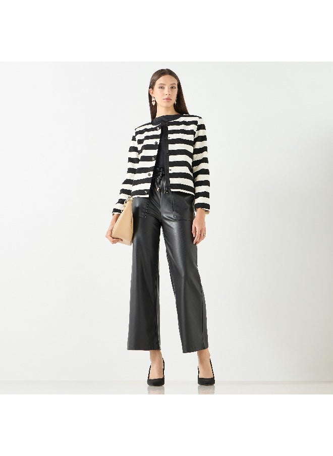 Iconic Iconic Striped Cardigan with Long Sleeves and Button Closure  - Image 3