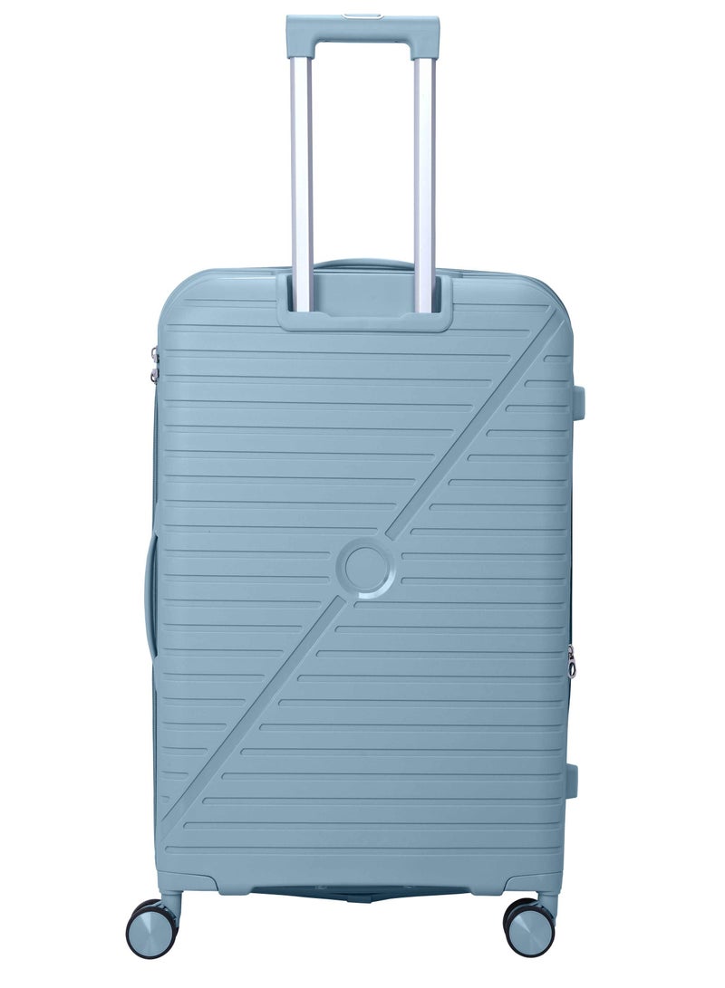 SENATOR Unisex Expandable Hard Case Luggage Lightweight PP Fashion Trolley Luggage with 4 Double Spinner Wheel and Safe Zippers KH1006-Grey Blue - Image 3