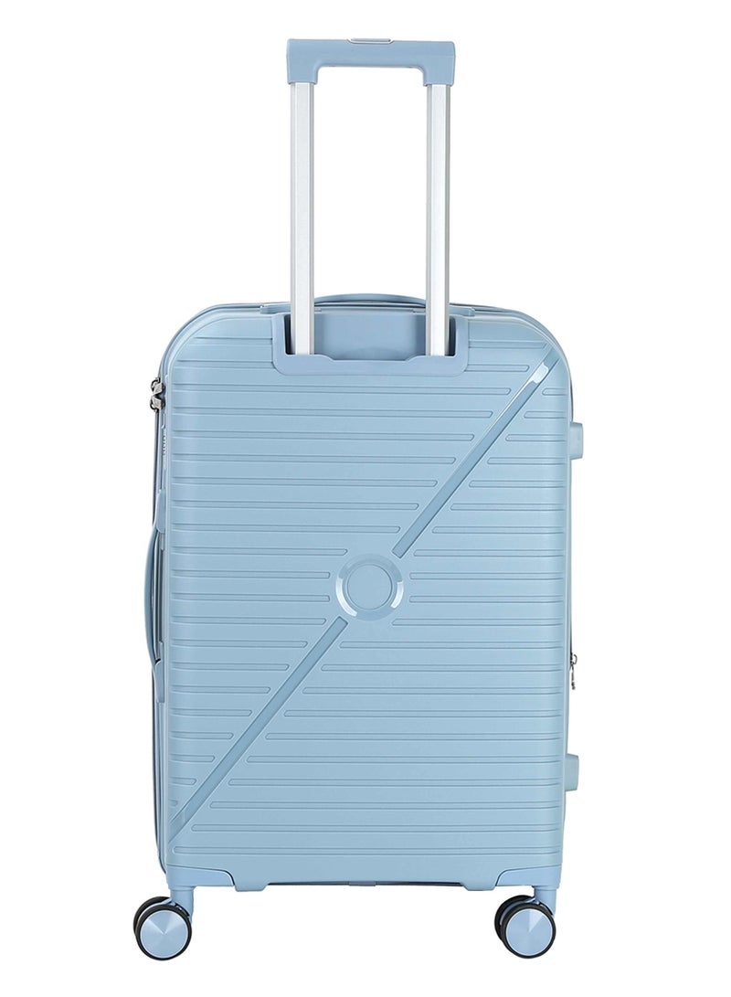 SENATOR Unisex Expandable Hard Case Luggage Lightweight PP Fashion Trolley Luggage with 4 Double Spinner Wheel and Safe Zippers KH1006-Grey Blue - Image 5