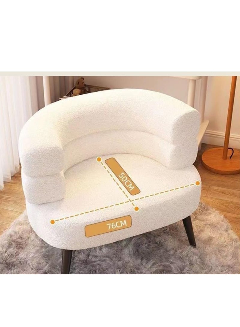 ليدين كرسي أريكة فردي بذراعين من Lazy Susan كرسي شمسي لغرفة المعيشة وغرفة النوم والشقة والشرفة قابل للغسل صغير (أبيض) - Image 5