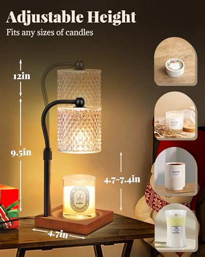 Linstaine 2 Pack Candle Warmer Lamp with Timer Dimmer Adjustable Height, Birthday Housewarming New Home Decor Gifts for Women, Electric Wax Warmer for Jar Candles - Image 4