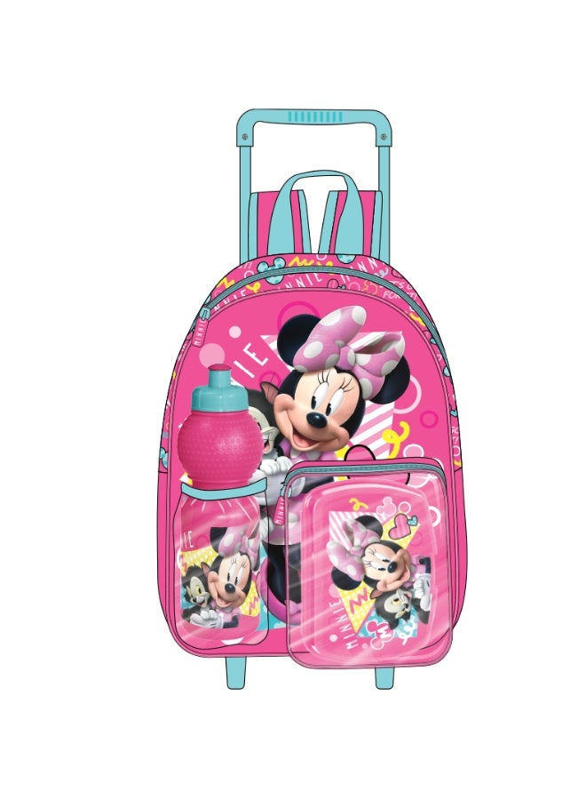 Disney Minnie Mouse Junior 3 in 1 Set (14" Backpack with Lunch Box & Water Bottle) - Image 1