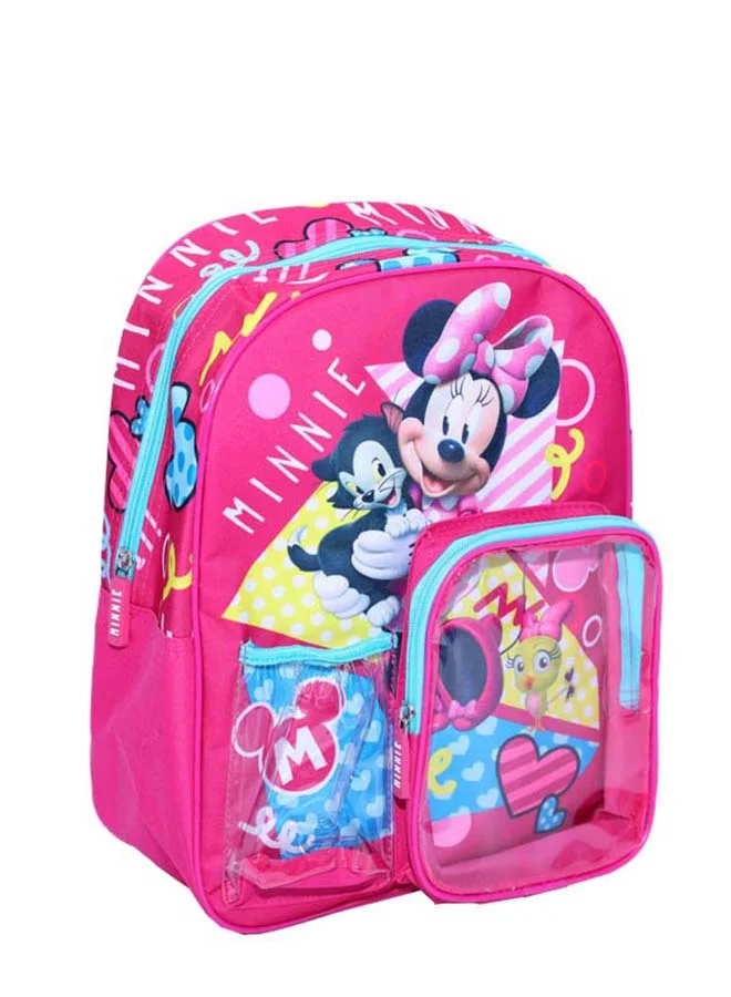 Disney Minnie Mouse Junior 3 in 1 Set (14" Backpack with Lunch Box & Water Bottle)