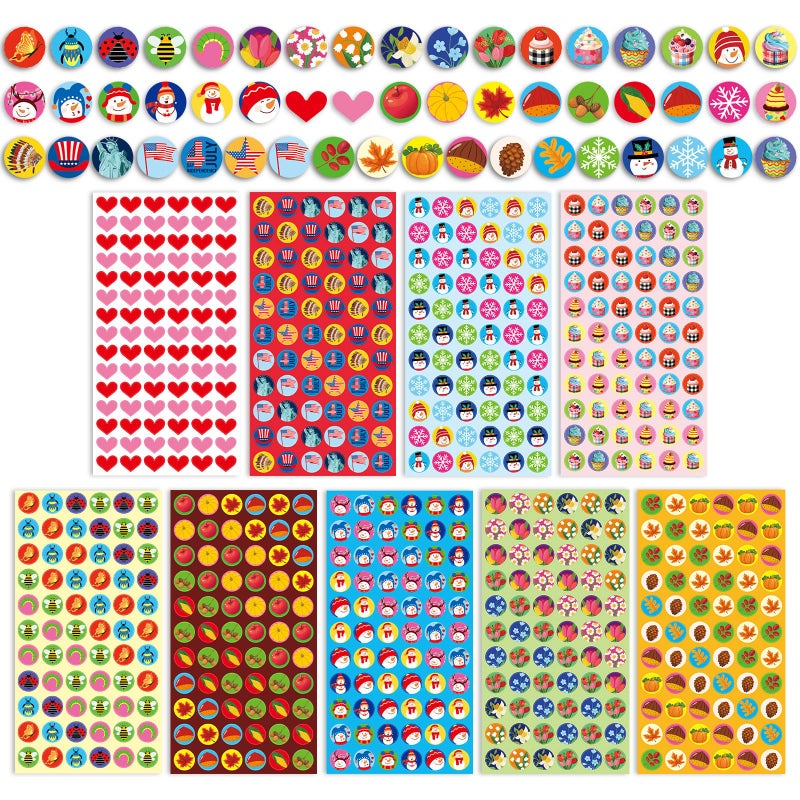Qilery 3240 Pcs Seasonal Stickers For Kids Seasonal Planner Sticker Scrapbook Stickers Small Holiday Stickers For Calendar Self Adhesive Colorful Planner Stickers For Teachers Classroom Students Gifts - Image 1