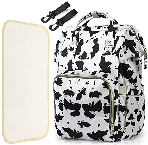 LIMHOO 3 in 1 Diaper Bag Backpack Multifunction Large Baby Bags with Changing Pad Stroller Straps Waterproof Nappy Bag for Mom Baby Care Cow Print - Image 1