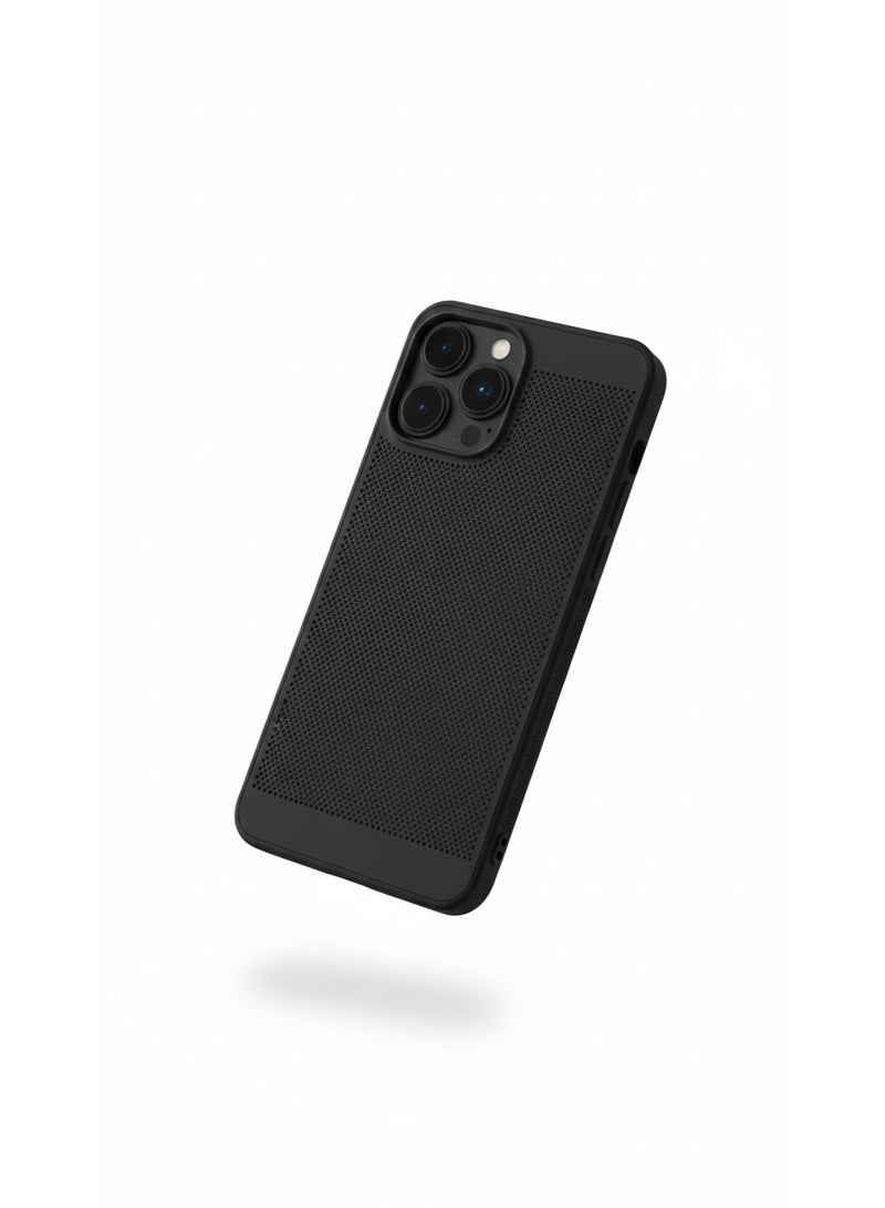 جراب iPhone 15 Pro Max شفاف من السيليكون مع ظهر صلب مضاد للصدمات، نحيف وملائم، تبريد قابل للتنفس ومقاوم للبصمات - Image 1