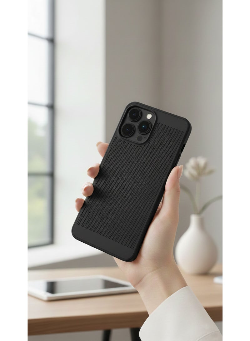 جراب iPhone 15 Pro Max شفاف من السيليكون مع ظهر صلب مضاد للصدمات، نحيف وملائم، تبريد قابل للتنفس ومقاوم للبصمات - Image 2