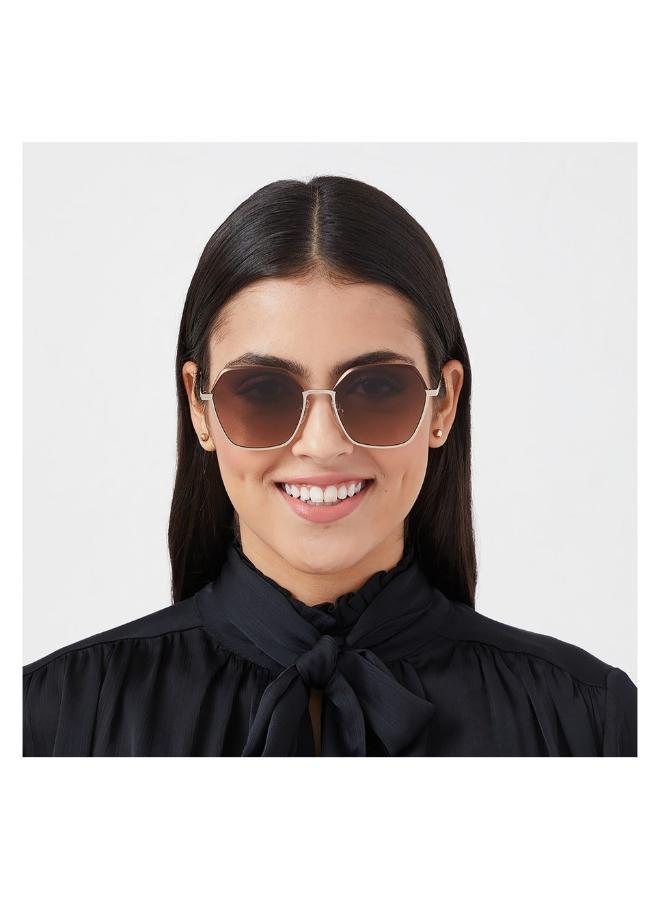 30 سندايز ٣٠ صنديز سيرا نظارة شمسية نسائية هندسية مع حماية من الأشعة فوق البنفسجية ٤٠٠ (بني، بني) - Image 4