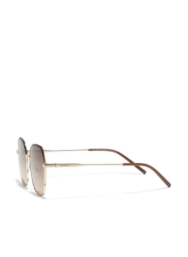 30 سندايز ٣٠ صنديز سيرا نظارة شمسية نسائية هندسية مع حماية من الأشعة فوق البنفسجية ٤٠٠ (بني، بني) - Image 3