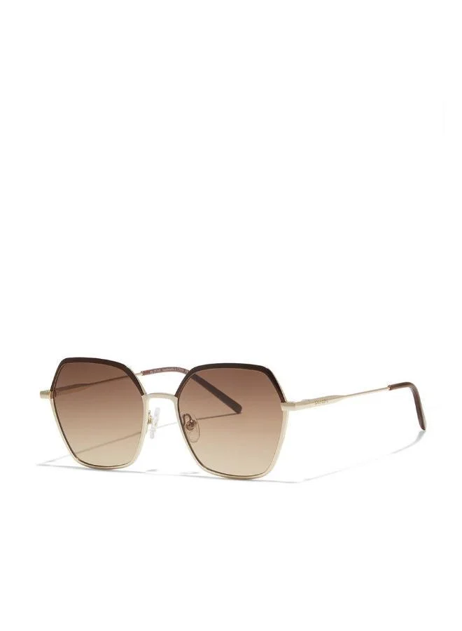 30 سندايز ٣٠ صنديز سيرا نظارة شمسية نسائية هندسية مع حماية من الأشعة فوق البنفسجية ٤٠٠ (بني، بني)