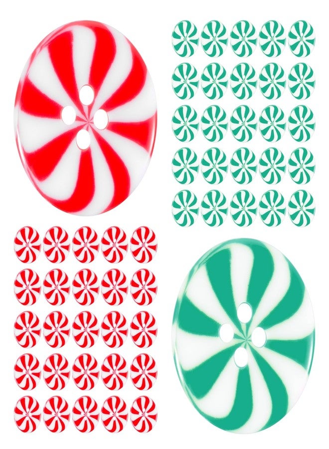 YQQYG 50 Pcs Christmas Candy Buttons, Handmade Sewing Button, Winter Double Color Decors, Flatback Sewing Buttons for Craft DIY Christmas Decoration - Image 1