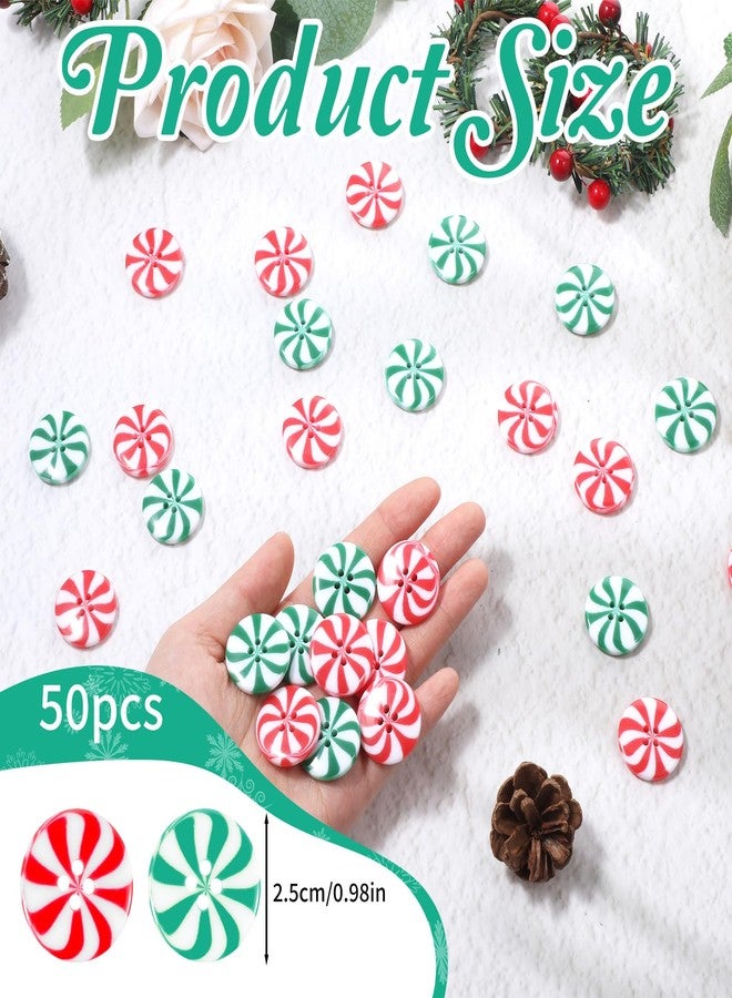 YQQYG 50 Pcs Christmas Candy Buttons, Handmade Sewing Button, Winter Double Color Decors, Flatback Sewing Buttons for Craft DIY Christmas Decoration - Image 2